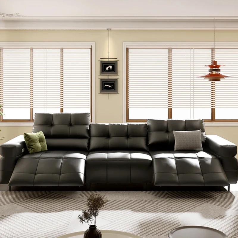 

Reclining Electric Fancy Sofa Genuine Leather Designer Modern Italian Lounge Luxury Living Room Furniture