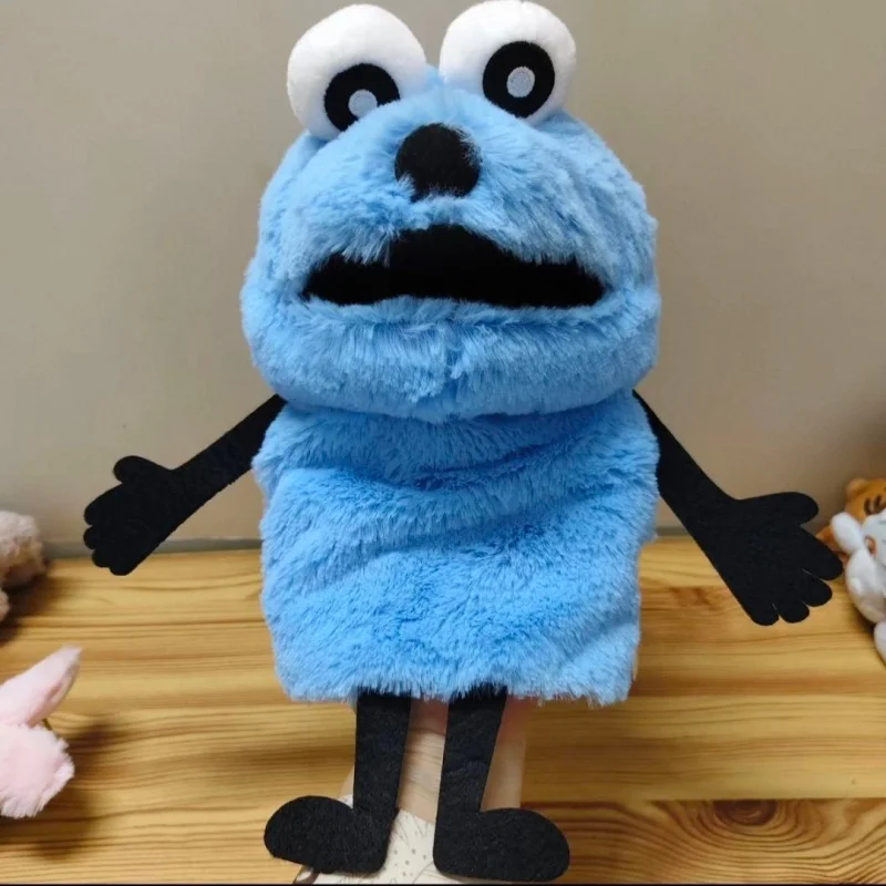 

Blue Monster Fluffy Big Eyes Open Mouth Hand Puppet Soft Stuffed Doll Friends Gathering Toys Boy Girl's Easter & Holiday Gift