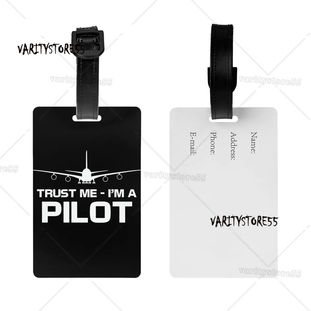 Trust Me IM A Pilot Luggage Tag Privacy Protection Plane Flying Aeroplane Aviation Gift Baggage Tags Travel Bag Labels Suitcase