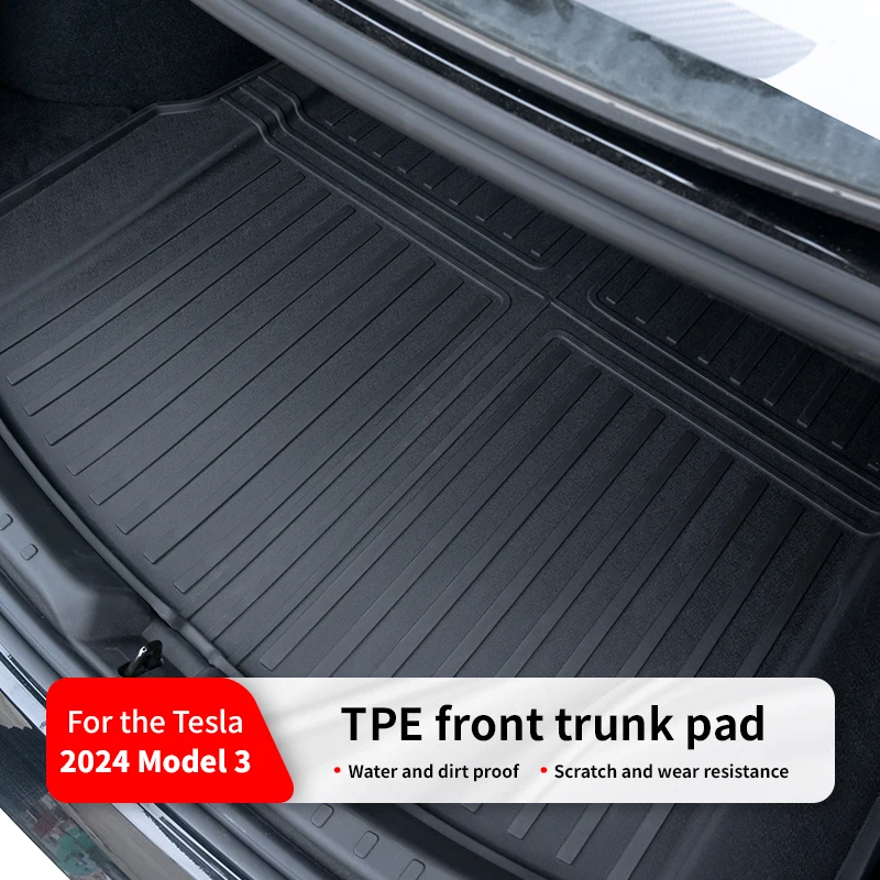 Suitable for 2024-2026 Tesla Model 3 Highland – TPE front and rear trunk mats, waterproof protective cargo liner pads.