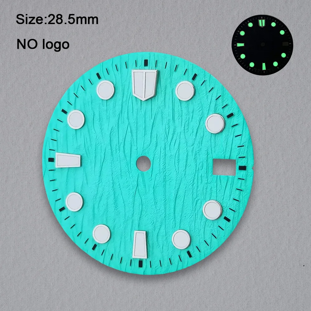 High-Quality 28.5mm No Logo Blank Dial For NH35 Movement Custom Logo Green Luminous Watch Dials Hands Watch Repair Tools