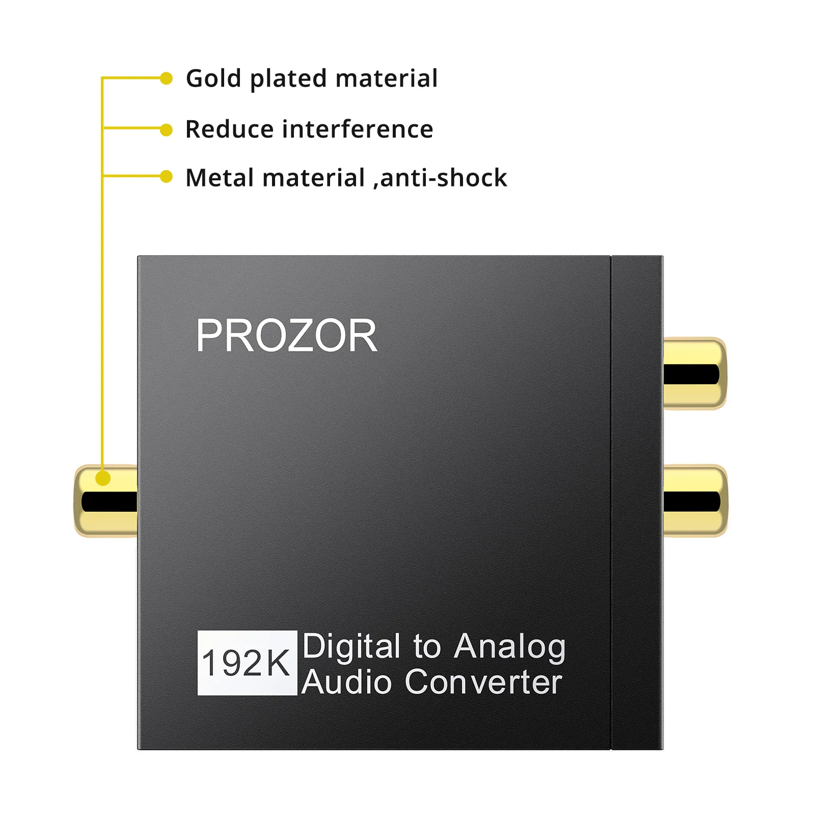 PROZOR 192KHz Digital to Analog Audio Converter DAC SPDIF Optical to Analog L/R RCA Converter Toslink to 3.5mm Jack Out Adapter