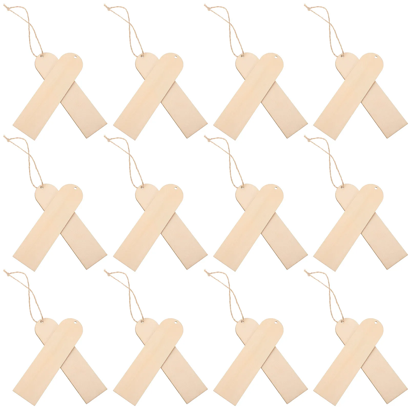 30Pcs Wooden Bookmarks Unfinished DIY Blank Tags Hanging Rope Craft Gift Decoration Record Dividers Record Divider Tags