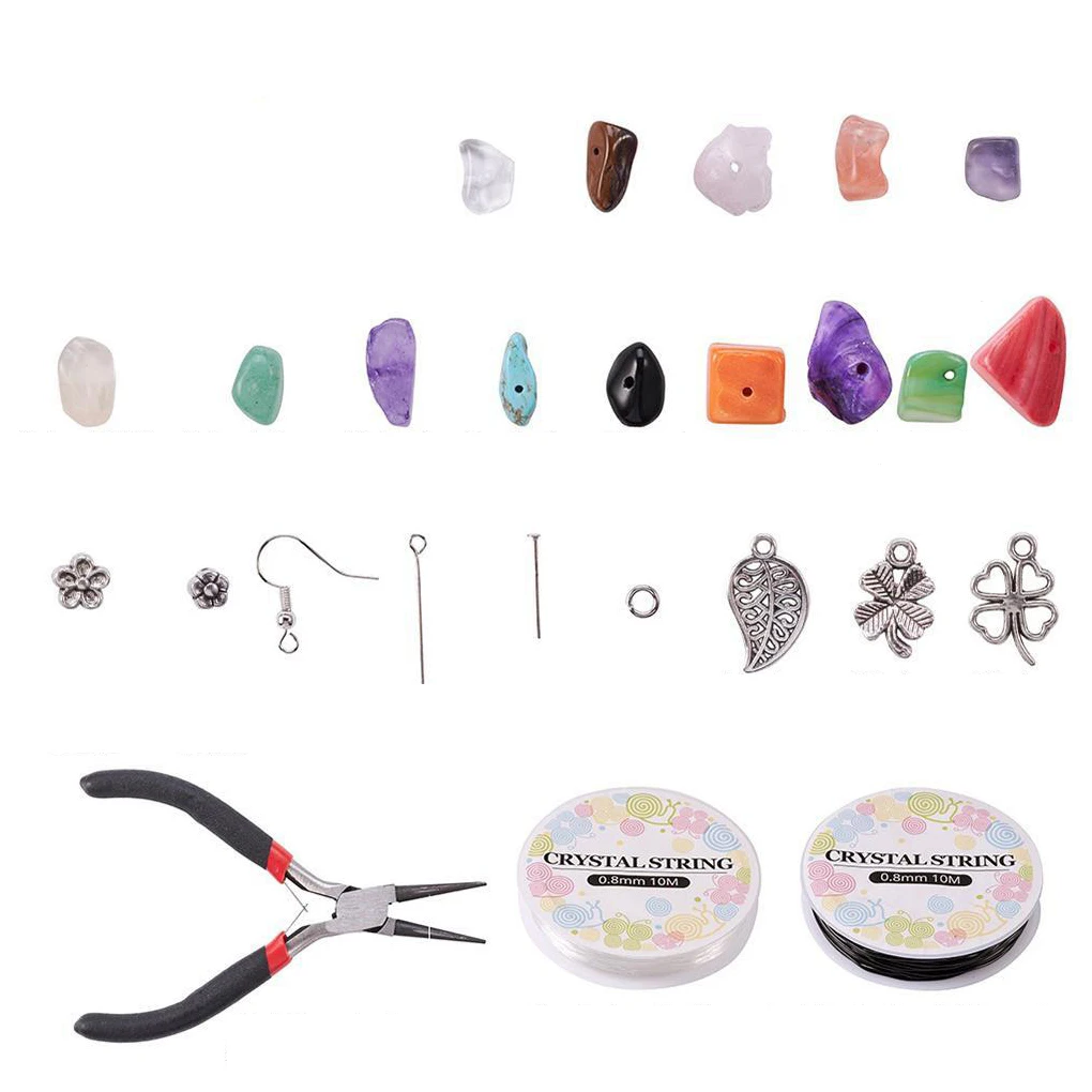 

Irregular Chips Stone Beads Kit Jump Rings for DIY Crafts Jewelry Making