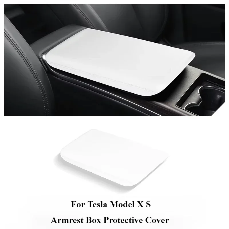 For Tesla Model X S 2024 TPE Soft Case Car Center Console Arm Rest Lid Auto Central Armrest Box Pad Protective Cover Accessories