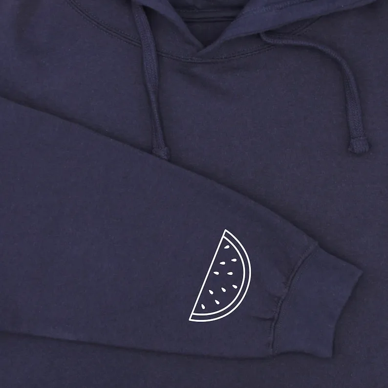 الصحافة هوديس فلسطين هوديي الكفة طباعة تصميم خط لطيف وبسيط لملابس على شكل البطيخ الرجال النساء للجنسين البلوز