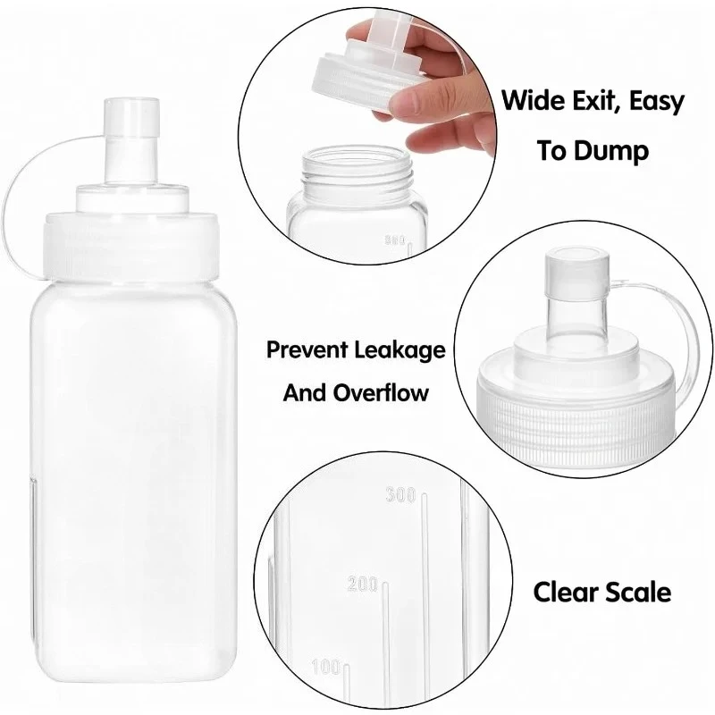 9PCS 600/800/1000ML Squeeze Sauce Bottles Condiment Dispenser Large Mouth Dustproof Kitchen Seasoning Salad Sauce Oil Bottle