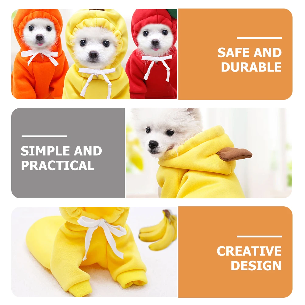 

Banana Dog Hoodie Clothes Warm Autumn Winter Sweater Shirt Creative Pattern Comfortable Polyester Puppy Costume Accessories