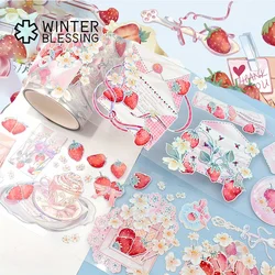 2m Laser Silvery PET Washi Tape Strawberry Transparent Roll Sticker Decorative Adhesive Tape For Scrapbooking Journal Stationery