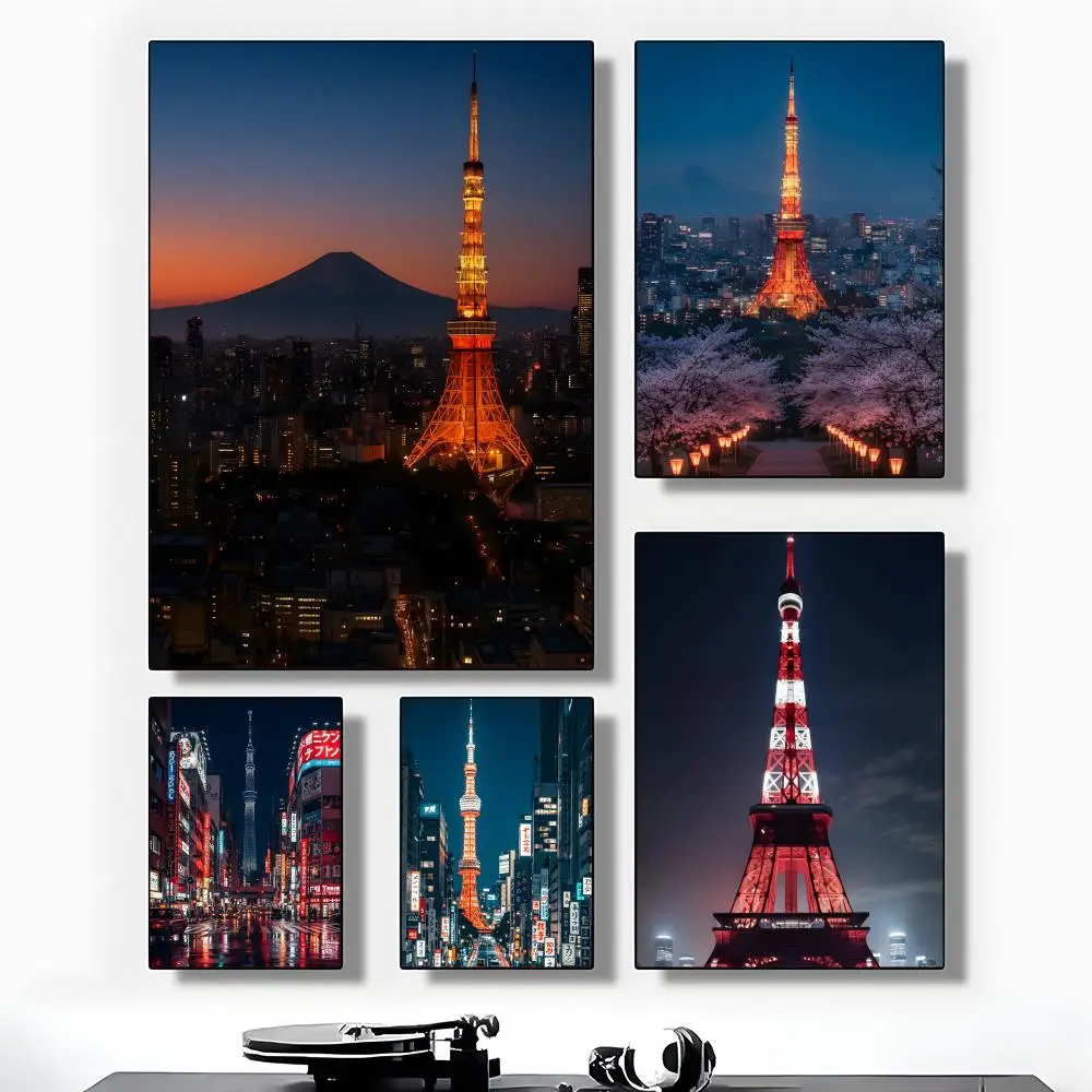 Tokyo Tower Night View Landmark Romantic Poster High-Grade Poster For Home Room Bar Cafe Decoration Art & Present