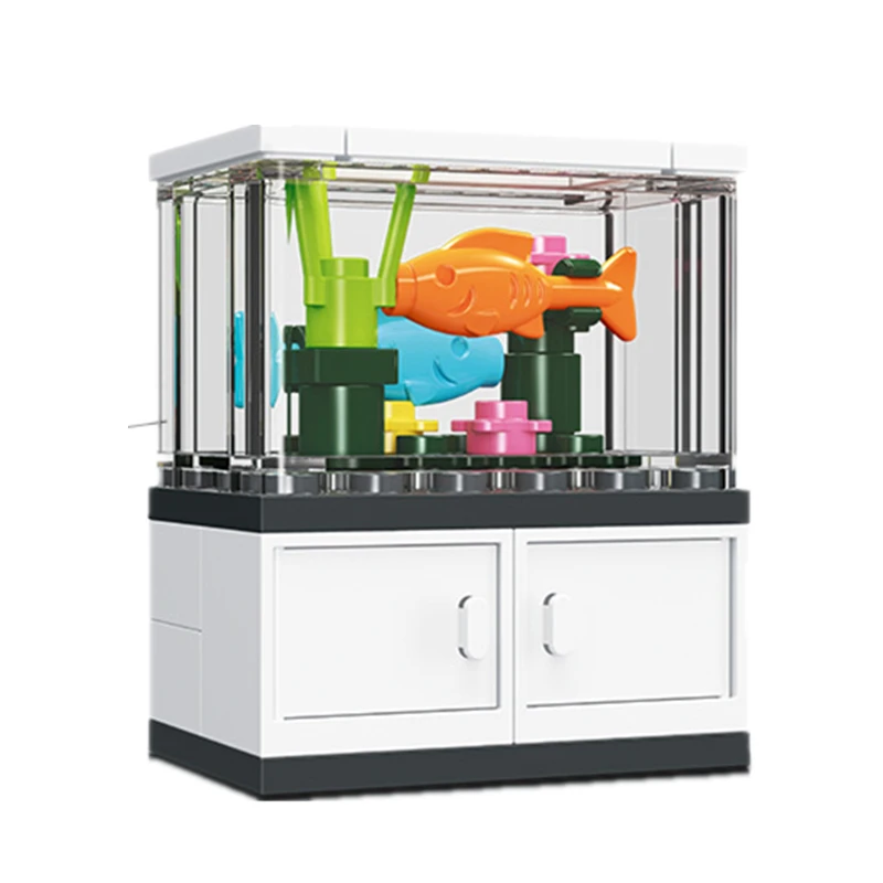 Creative Home Aquarium, Turtle Viewing Box, Animal Tabletop Decoration Model, Building Block Toy, Compatible With LEGO Assembly