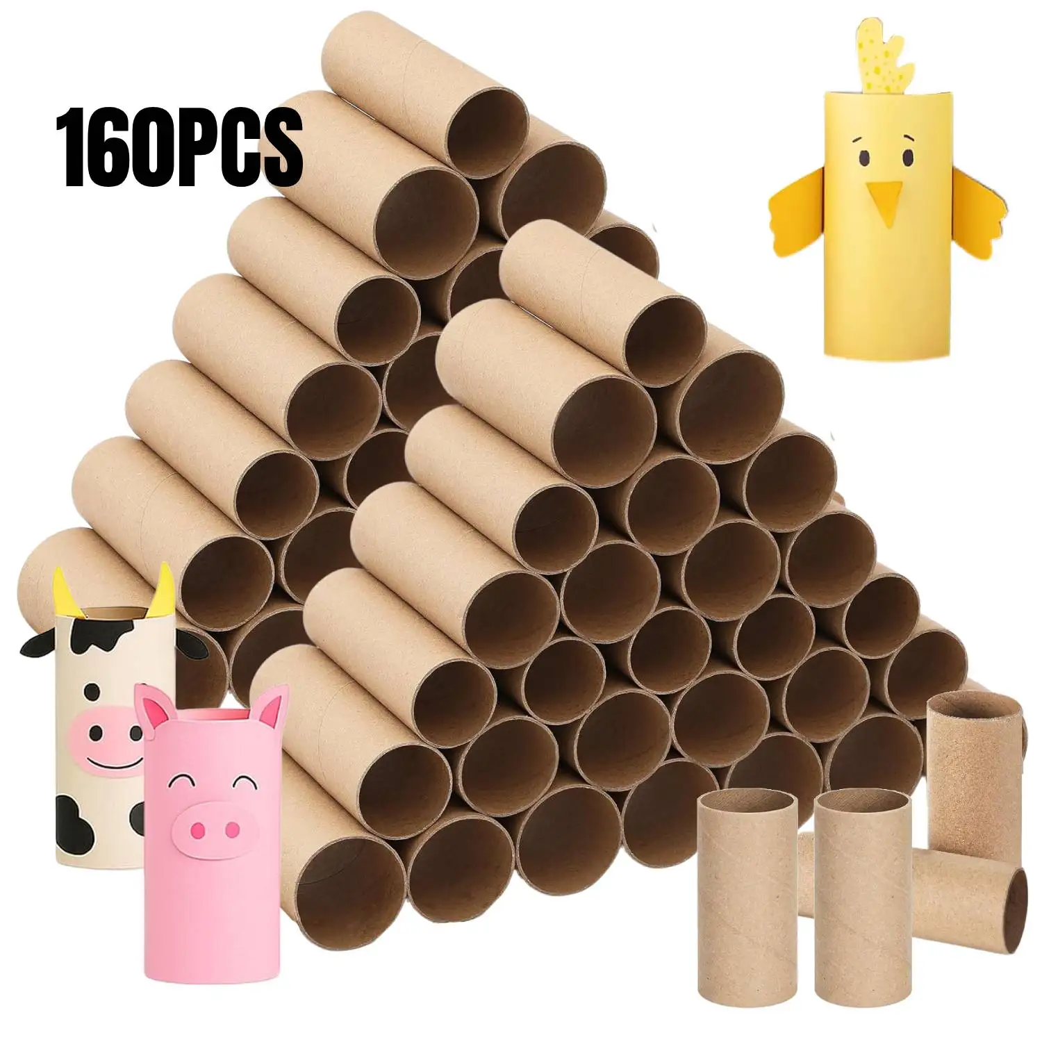 

160PCS Round Craft Rolls, 1.5 x 3.2 Brown Cardboard Tubes for Crafts, Paper Tube for Crafts, DIY Crafts, Ideal for Painting