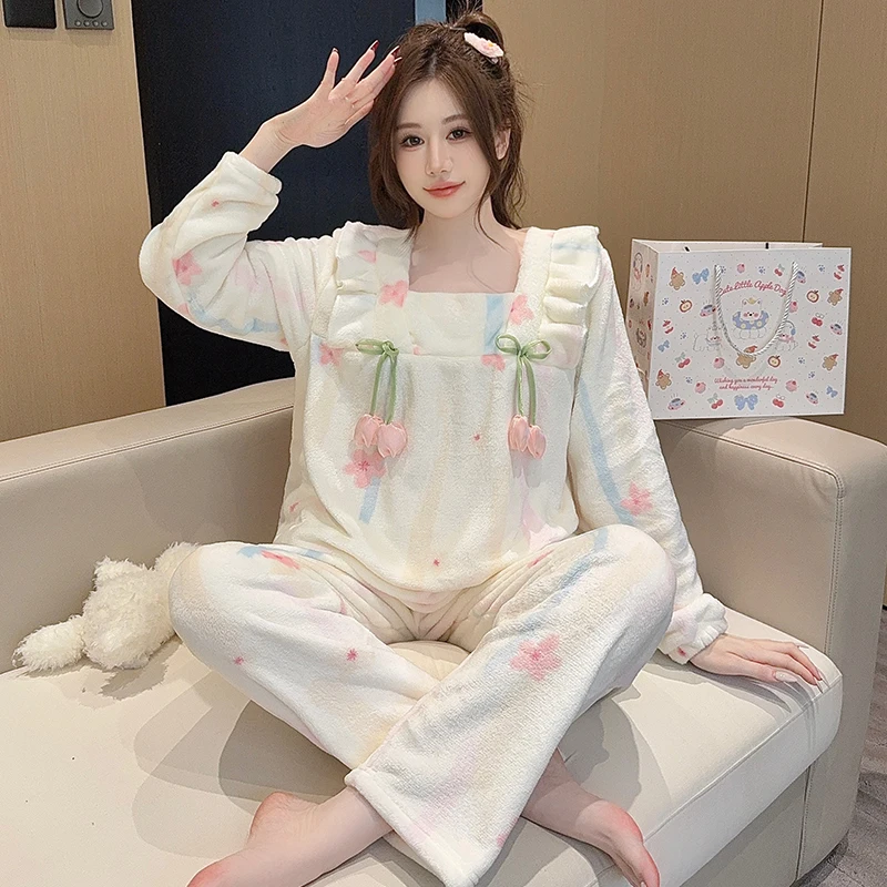 

Pajama Bamboo Sets Women Cotton Fitting Slim Style Natural Fiber Breathable All Day Moisture Wicking Round Neck Short Sleeve Ins