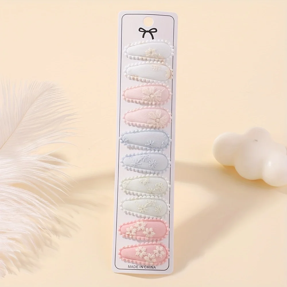 

10pcs/set Mini Cotton Print Flower Hair Clips for Baby Girls Lovely Plaid Hairpins Headwear Kids Hair Accessories Wholesale