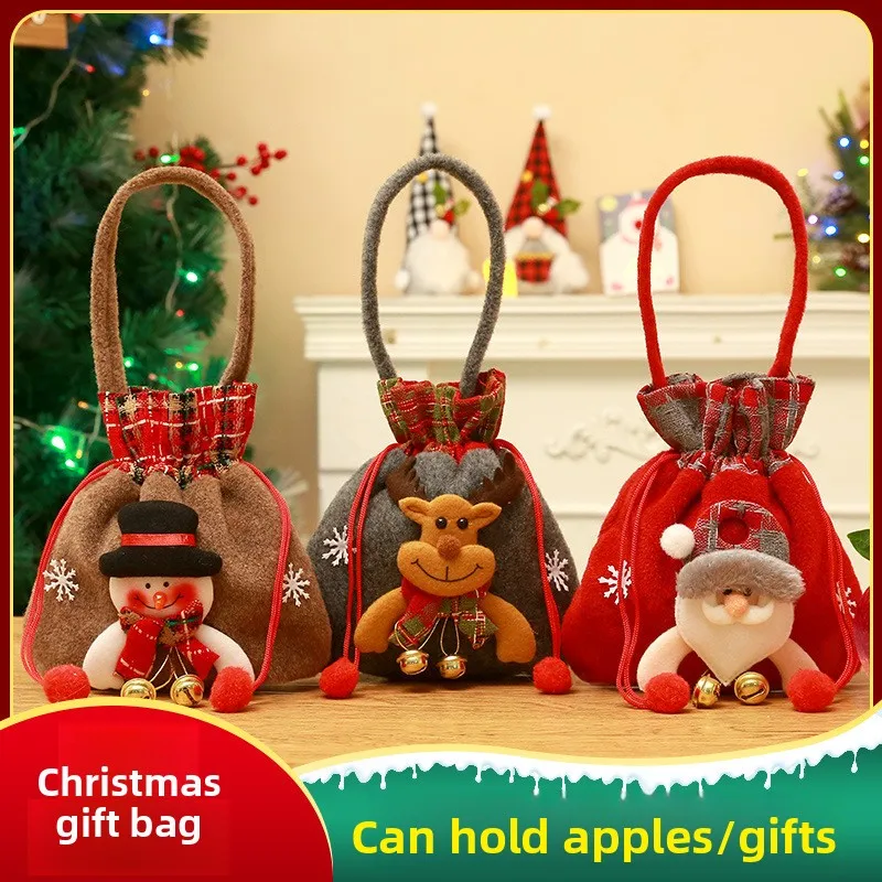 Christmas Gift Bags Set - Apple Bag, Children’s Eve Candy Bag & Christmas Candy Wrapping Bags, Perfect for Holiday Gifting