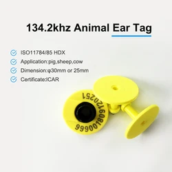 LF 134.2kHz ISO11784/11785 round tag tandard HDX Chip RFID animal ear tag for cattle pig plier