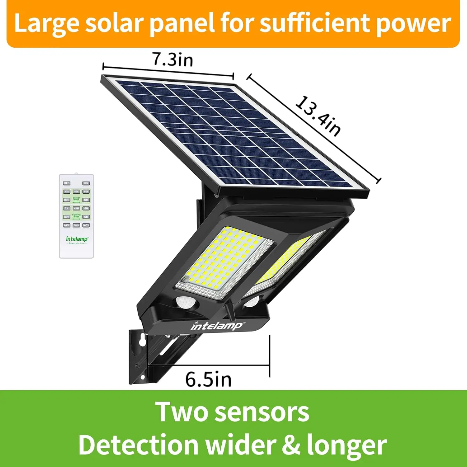 intelamp 12500mah 3000LM Outdoor Solar Light Solar Lamp Flood Security Lights With Two Sensors Larger Solar Panel Wall Light