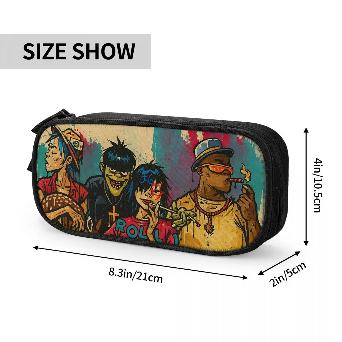 Gorillaz Music Band Gothic Pencil Cases for Student School Pen Box Pencil Bag Large Capacity Pencil Pouch