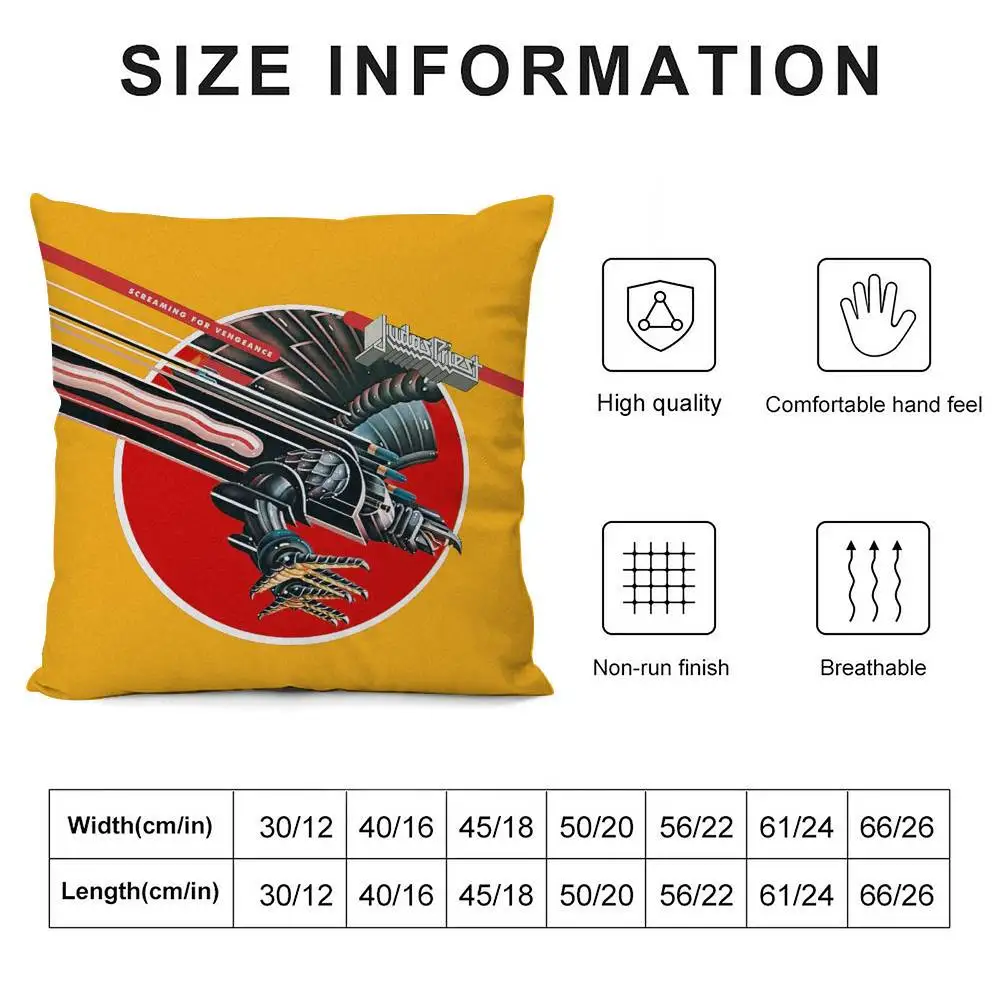 كول J-Judas P-Priest كيس وسادة نسيج قطيفة لينة مزدوجة الوجهين طباعة غطاء وسادة أريكة رمي وسادة تغطي