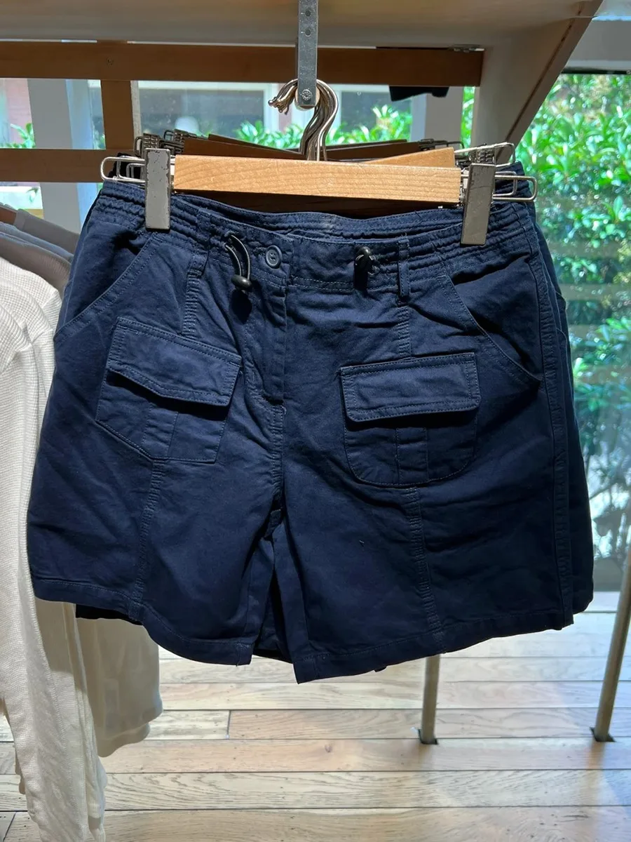 Navy Pocket Cargo Shorts Women Summer High Waist Cotton Sports Short Pants Female Vintage Harajuku Streetwear Sweat Shorts Y2K
