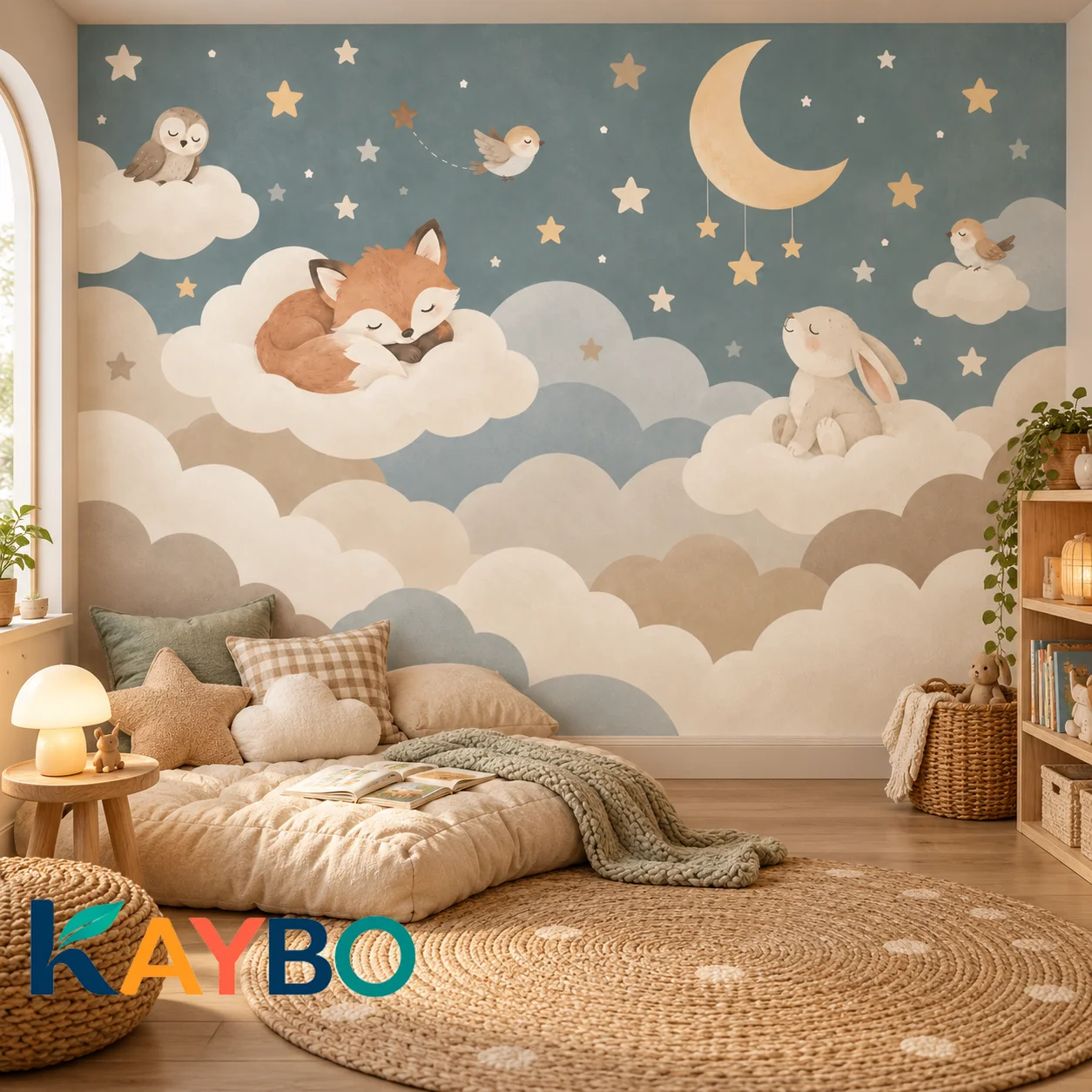 Nursery Wall Mural Fox Bunny M - Baby Nursery Water 评论和价格