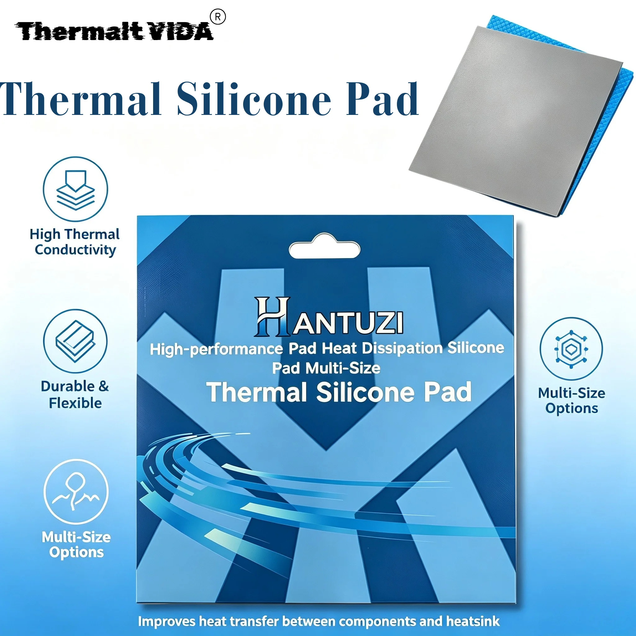 Thermalt VIDA Thermal Pad Silicone Plaster Thermal Pad CPU GPU Water Cooling Mat 0.5mm 1.0mm High Quality Heatsink Cooling pad