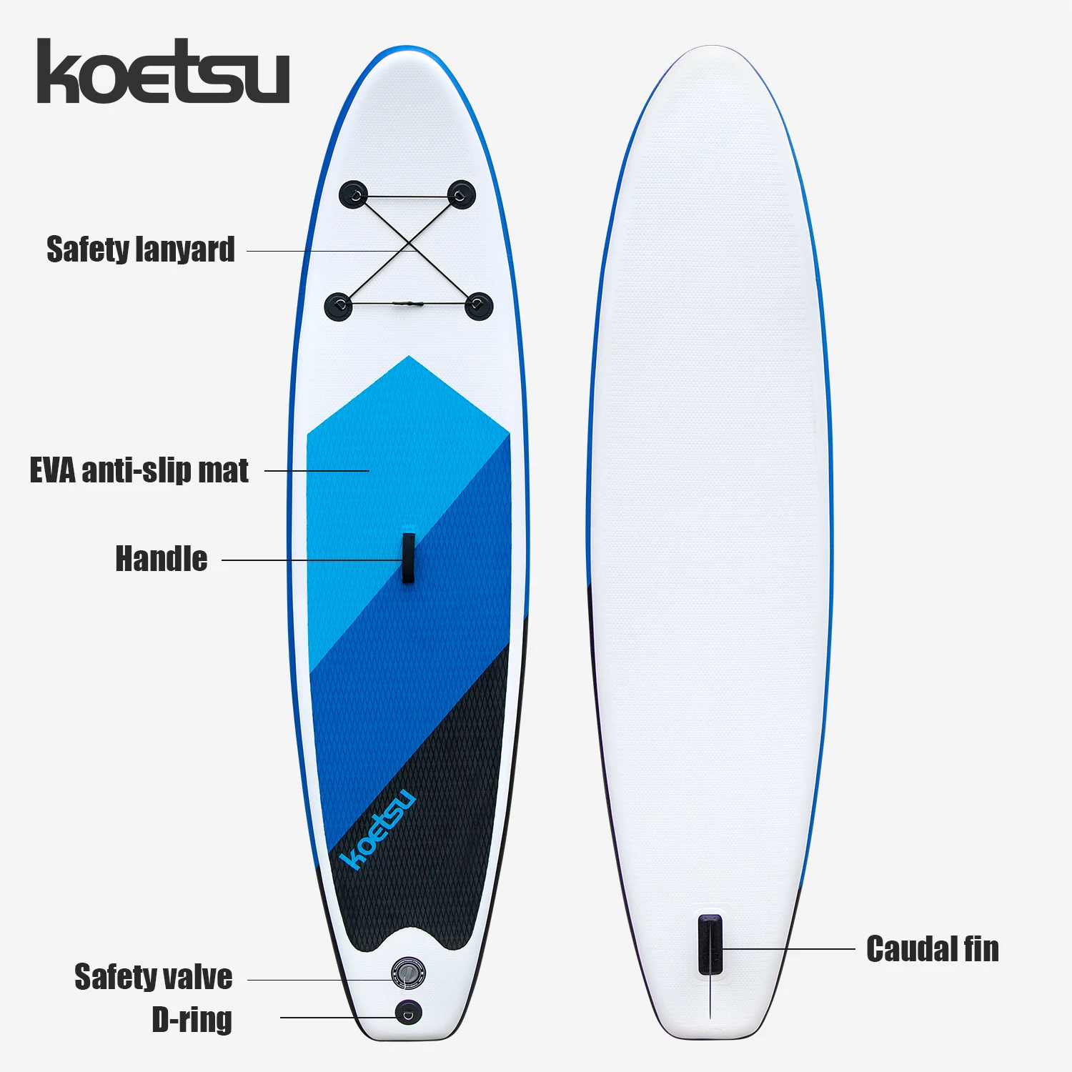 لوح مجداف قائم بطول 3.2 متر من KOETSU لوح مجداف سوب قابل للنفخ مثالي للرياضات الخارجية المائية وركوب الأمواج والمجداف والترفيه