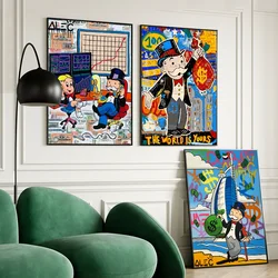Alec Monopoly Graffiti Art Money Good Quality Prints and Posters Waterproof Paper Sticker Coffee House Bar Posters Wall Stickers