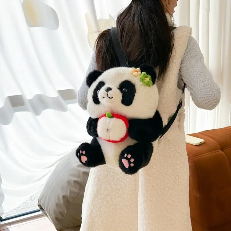 

Plush Bag Panda Women's Shoulder Backpacks Crossbody Bag Bear Doll Bag Handbags Cute and Funny Backpack Storage Decoration
