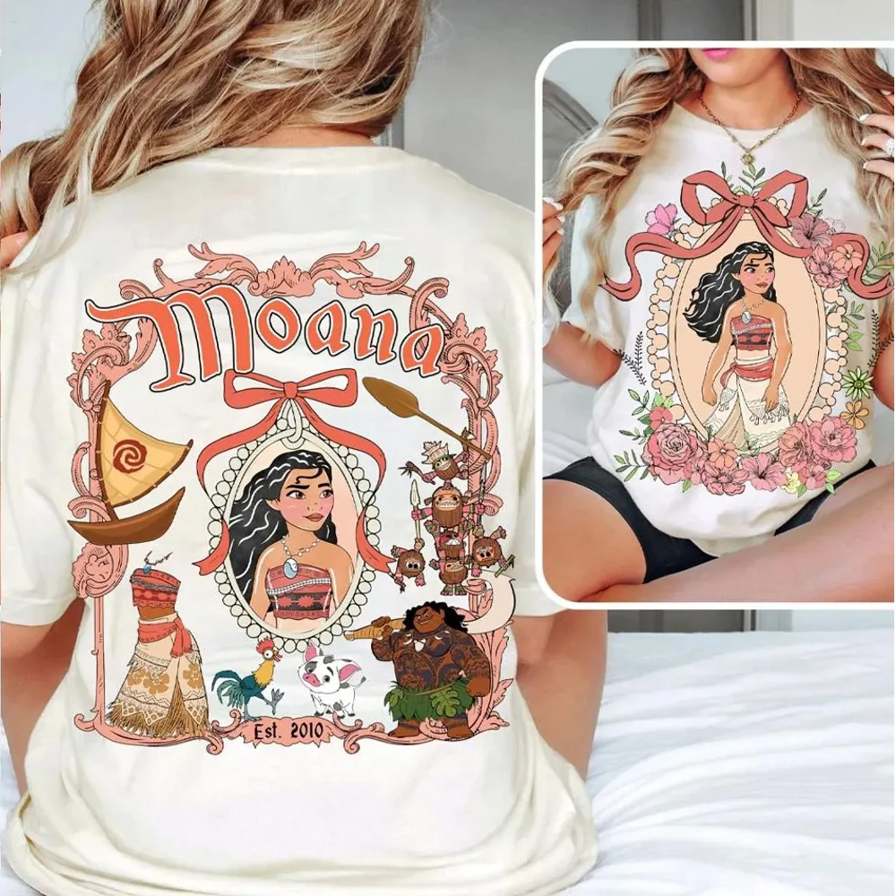 디즈니 여행 2025 프린트 티셔츠 미키 미니 마우스 화이트 티셔츠 여성 반팔 의류 패션 여성 streetwear 탑스