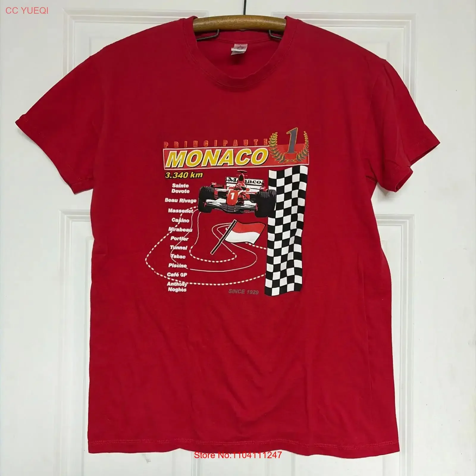Principaute Monaco GP Grand Prix T Shirt Adult Small Red Sol s Regent NWOT vintage Washed Versatile designer clothes graphic