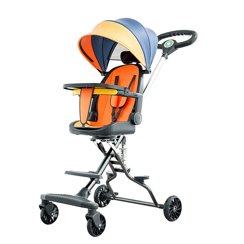 New portable baby strolling artifact stroller with two-way seats and high view can take the stroller.