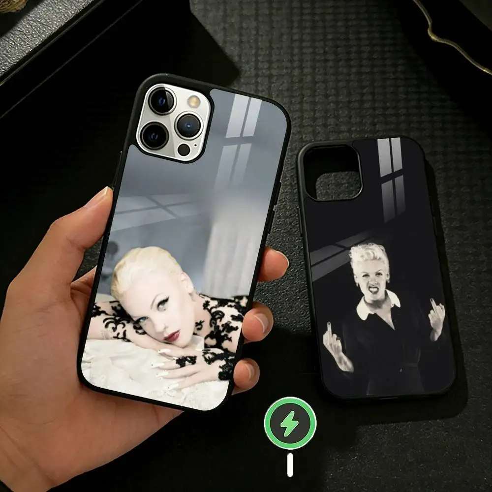 Capa de Celular P-P!nk Pink Alecia Beth para iPhone 17 16 15 14 13 12 Pro Max Plus com Espelho e Capa Magnética Sem Fio