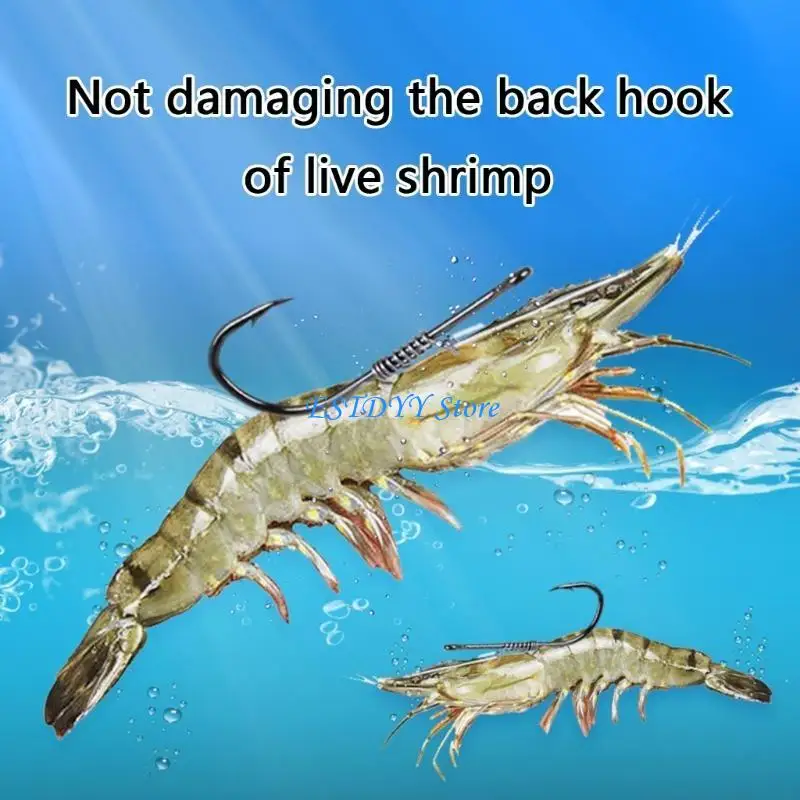 

G6DE 10Pcs/pack High Carbon Steel Construction Live Shrimp Fixed Barbed Hook Set Fishing Hook Freshwater Saltwater Fish Hook
