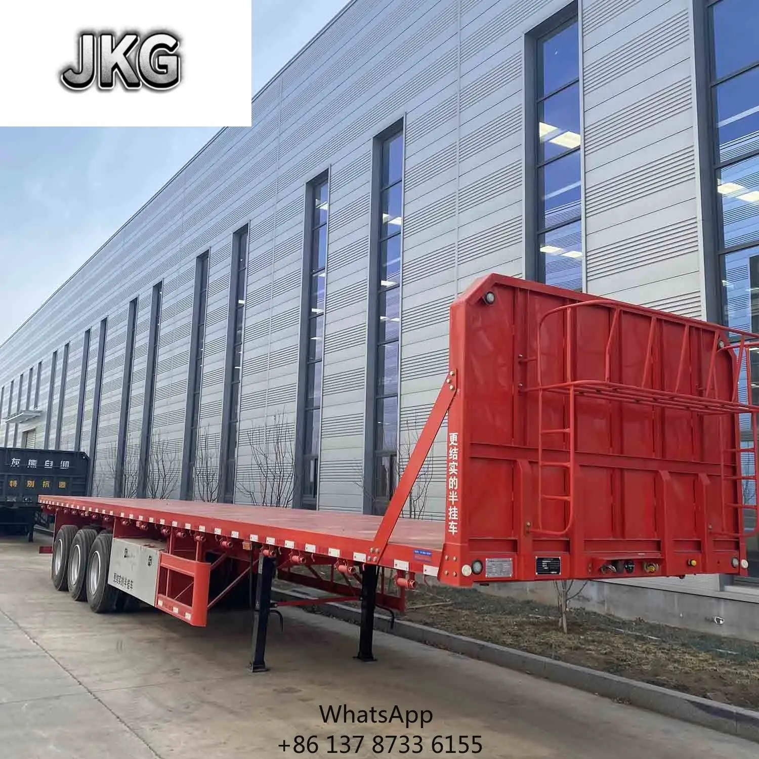 JKG45Ft 40Ft سعر المصنع نصف مقطورات فولاذية 3 محاور سرير مسطح مقطورة مسطحة للبيع