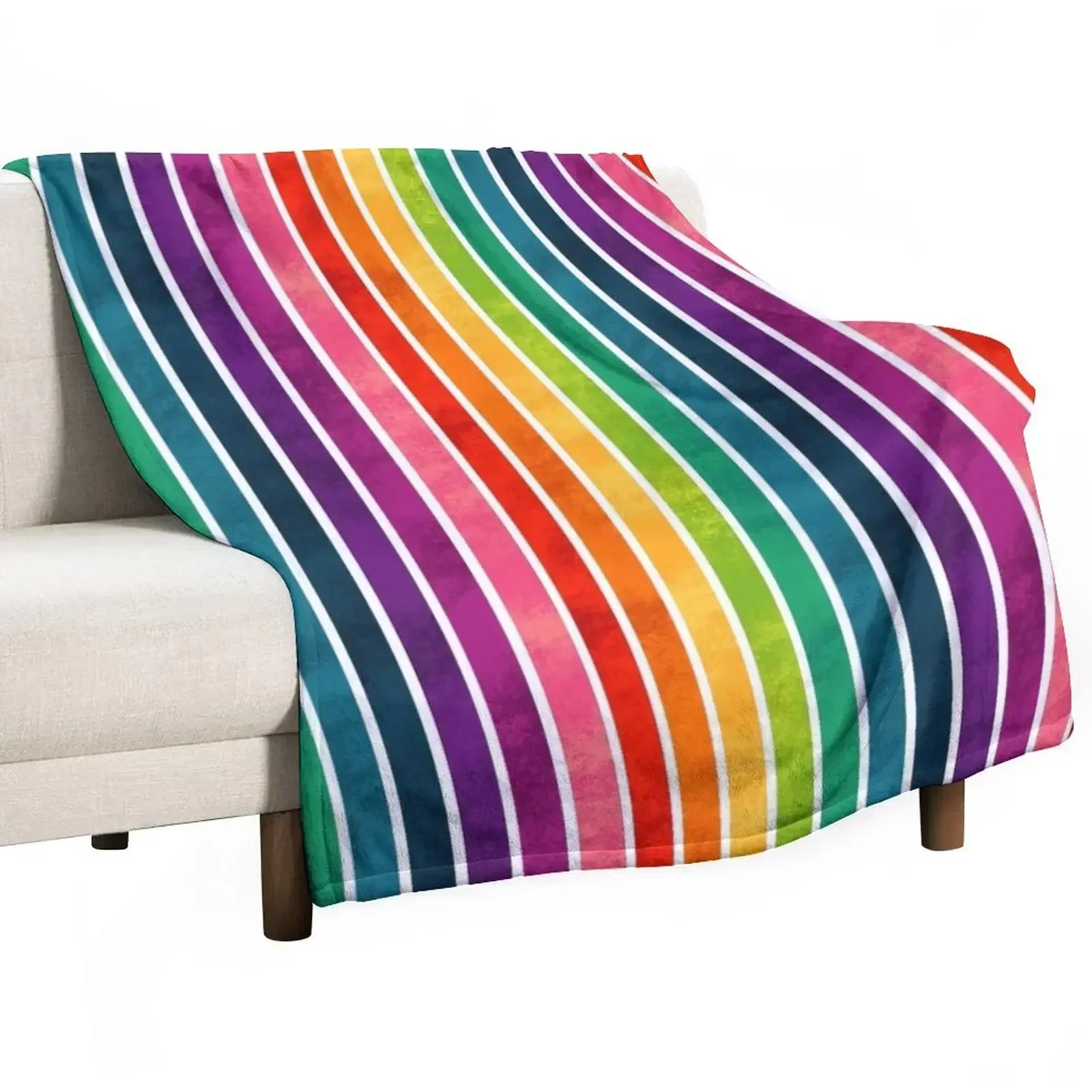 Rainbow Stripes Throw Blanket Luxury Throw Designers Decorative Beds Comforter Blankets