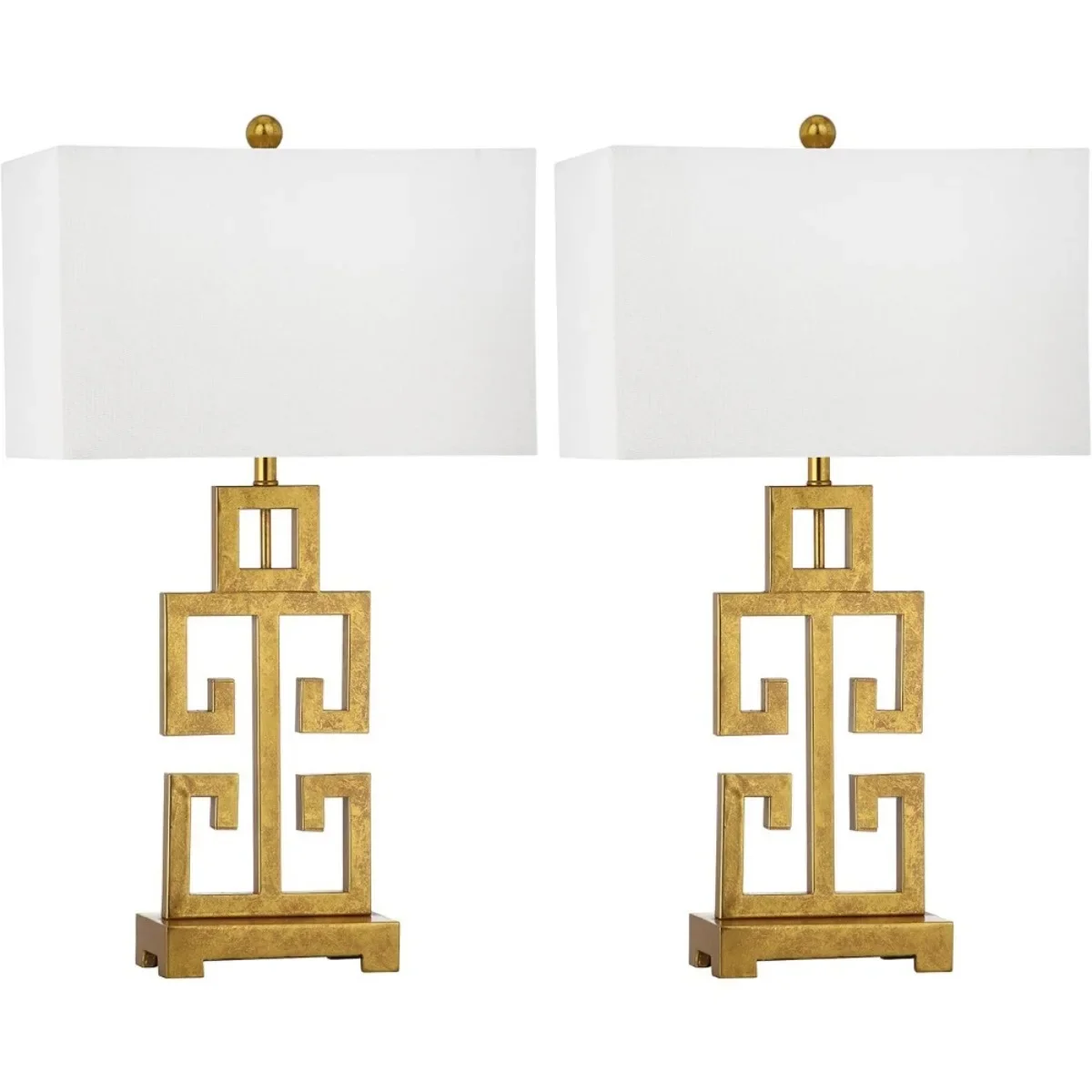 مجموعة من مصابيح طاولة مزرعة جلام - تصميم مفتاح يوناني ذهبي عتيق مقاس 29 بوصة - مثالية لغرفة النوم أو الدراسة أو غرفة المعيشة