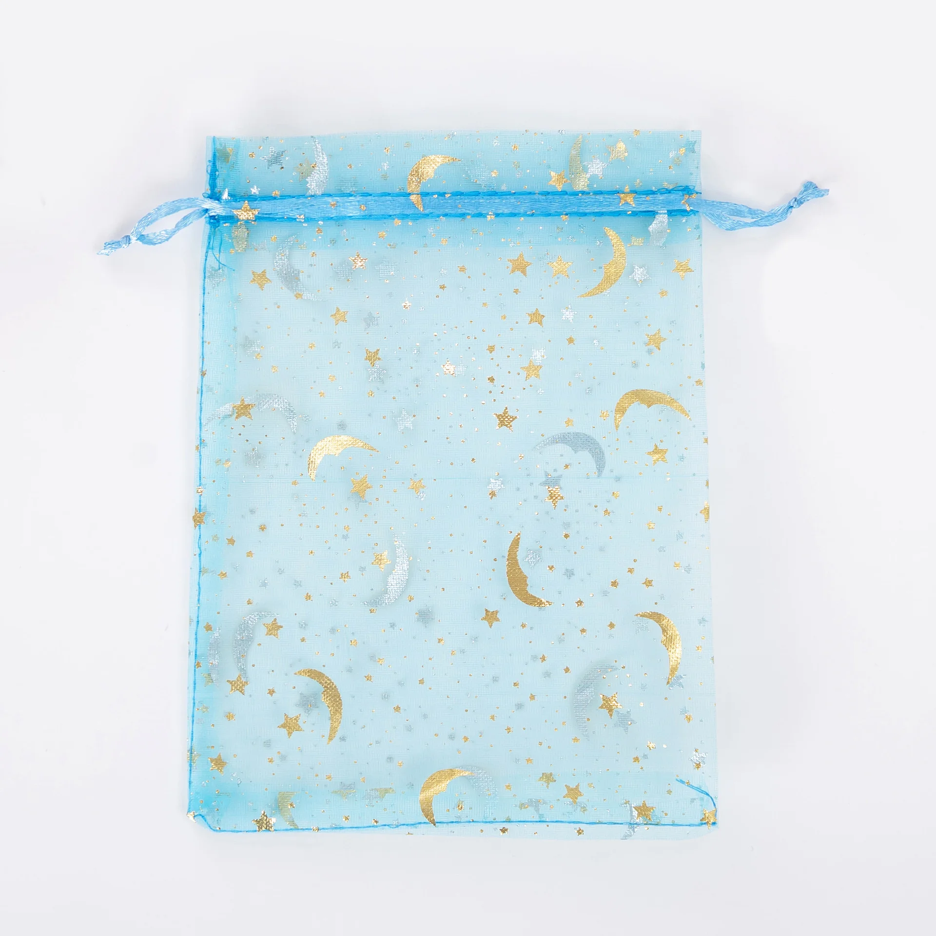 50 قطعة الضوء الأزرق القمر نجوم الرباط أكياس الأورجانزا مجوهرات حقائب للهدايا الحقائب الأورجانزا لصالح الحقائب لعيد الميلاد الزفاف #3