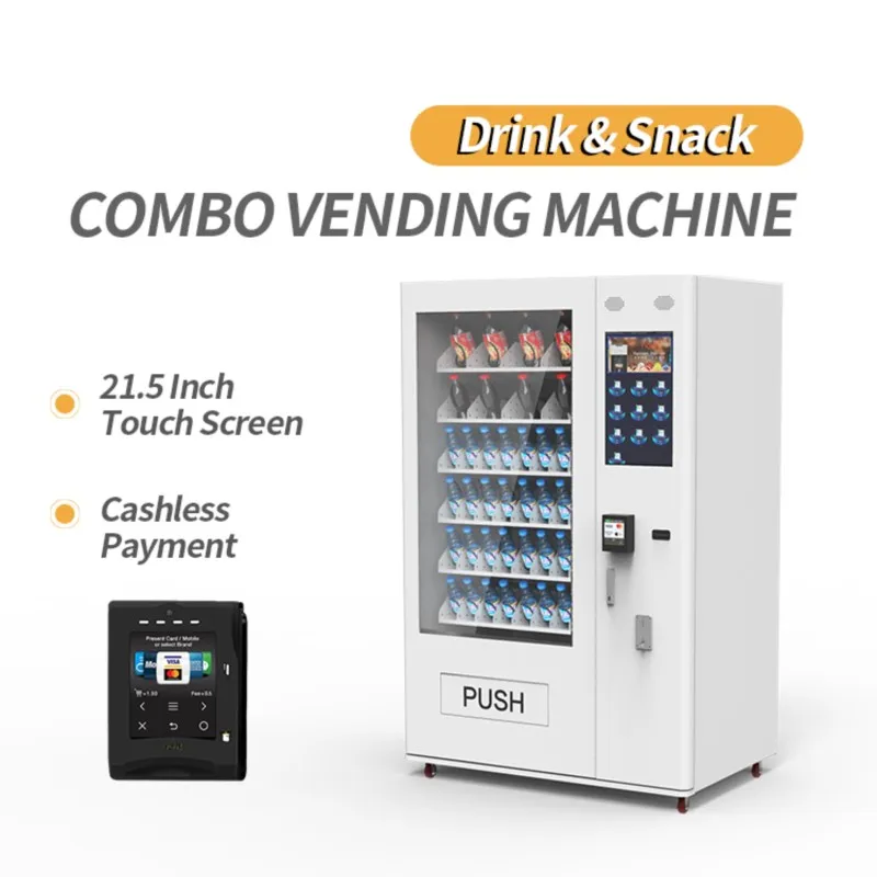 21.5 Inch Touch Screen Combo Card Reader Vending Machines Automatic Food And Drink Vending Machines Large Capacity