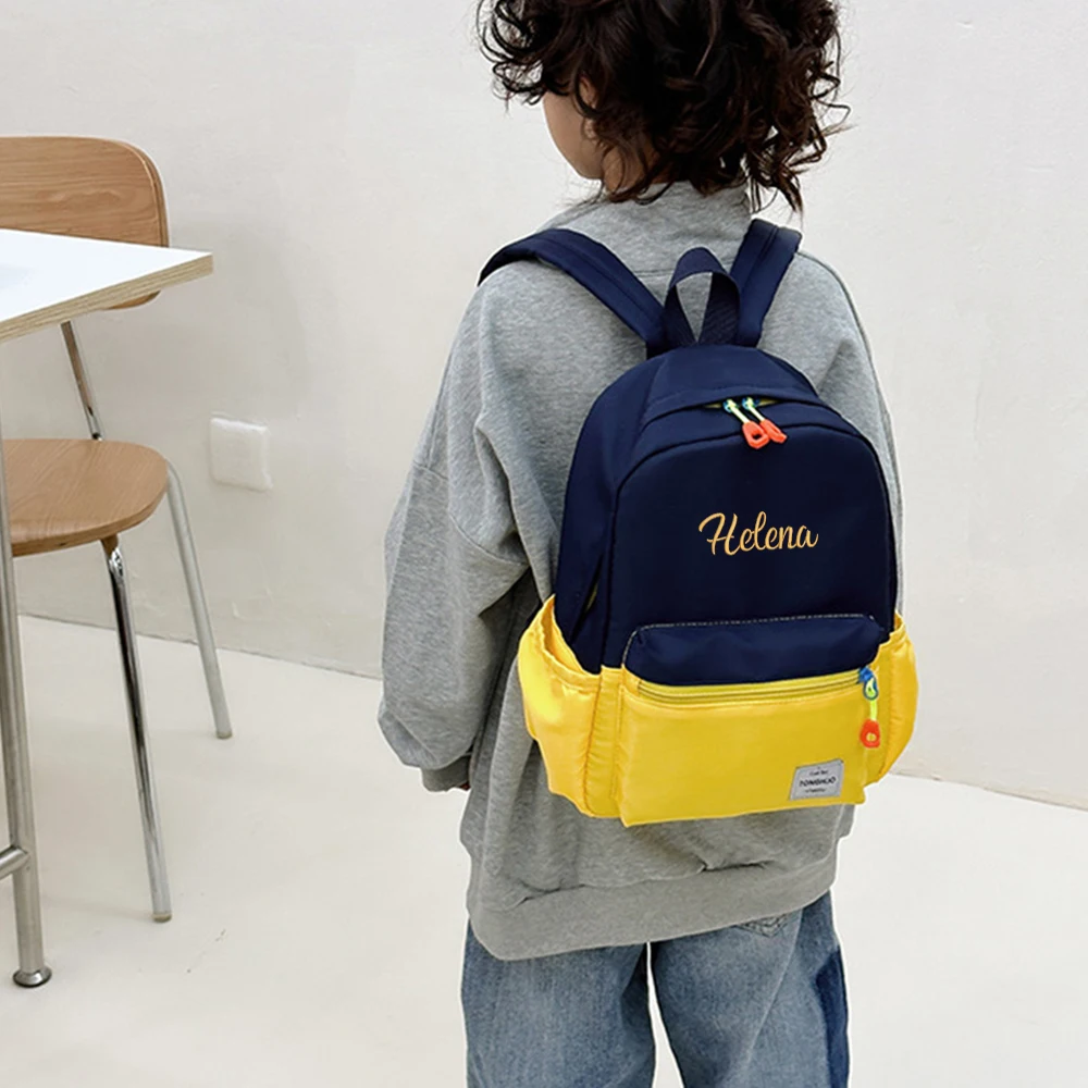 Custom New Kindergarten Children's Candy Color Book Bag Personalized Name Simple Contrast Color Cute Outgoing Snack Bag Backpack