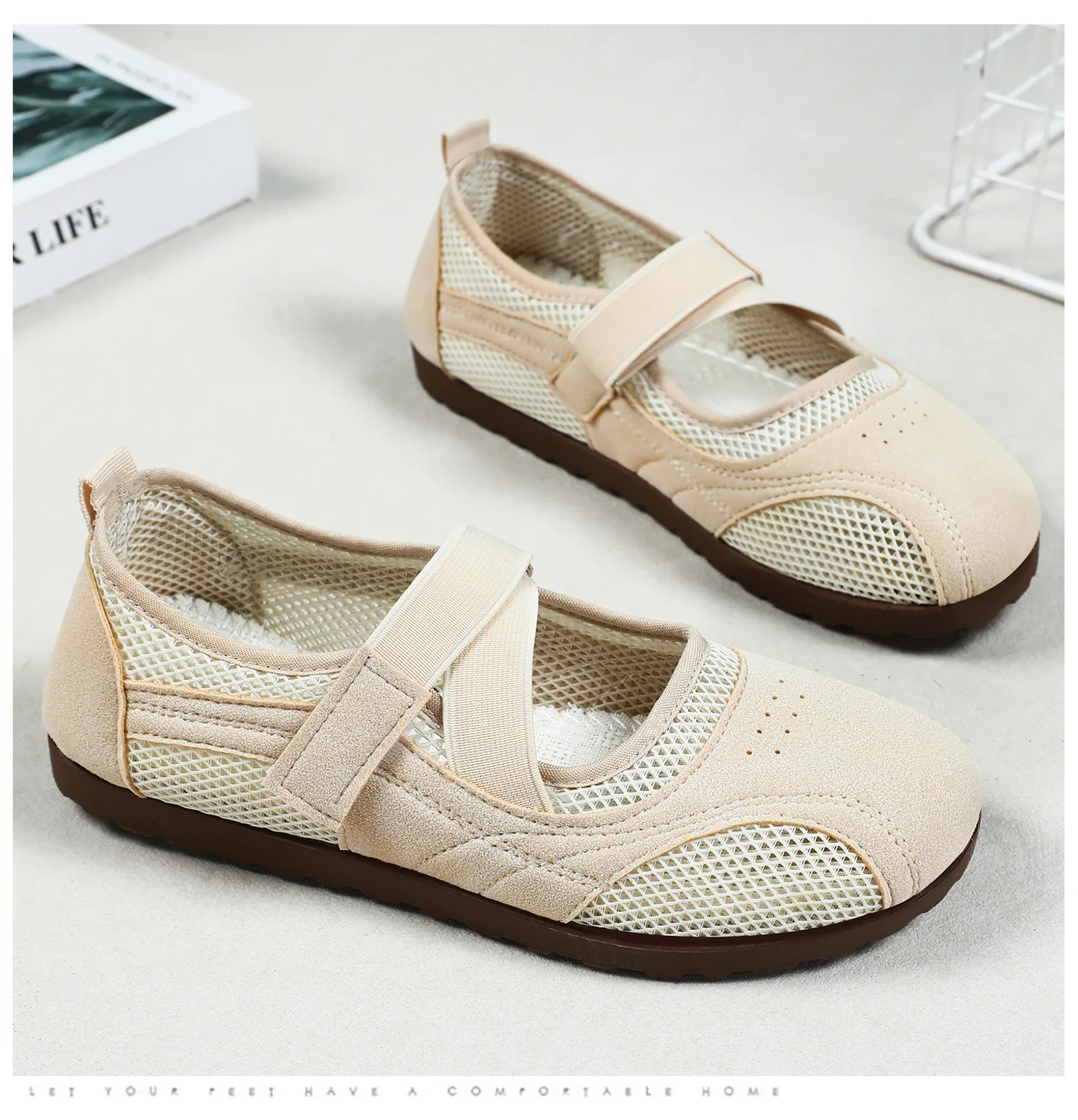 Sommer-Ballett-Modetrainingsschuhe Mary-Jane-Schuhe mit Klettverschluss Weichsohlige Freizeitschuhe – Detail 8