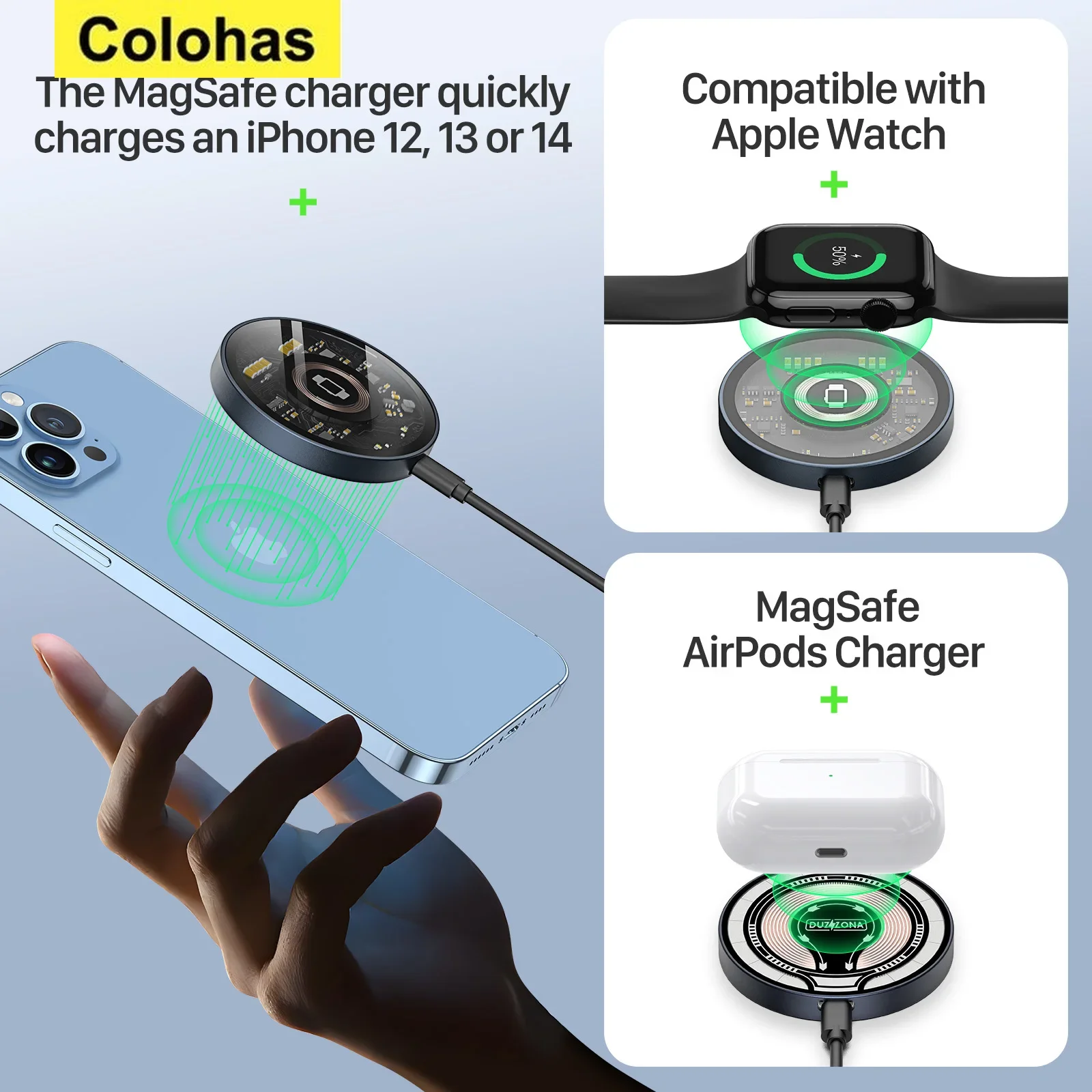 Mechanical Transparent Magnetic Wireless Charging for IPhone 15 14 Pro Max 15W Fast Charger for Airpods Watch Wireless Charger