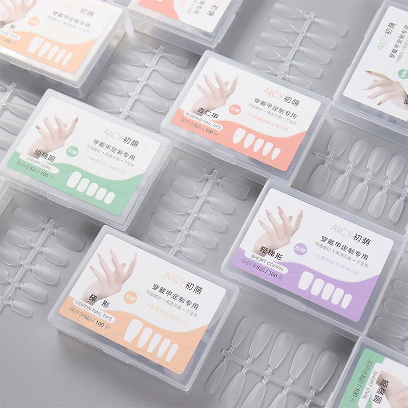 

100Pcs Box Matte Soft Gel Fake Nails No Polishing Press On Medium Short For Nail Extension Professional Manicure Art Tips