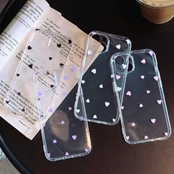 Funda de teléfono para iPhone 16, 15, 14, 13, 12, 11 Pro Max, Mini, 7, 8 Plus, SE, transparente, Simple, corazón de amor, TPU suave para iPhone 13, Linda cubierta