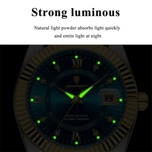 Imagen 2 del producto Reloj de pulsera POEDAGAR deportivo de lujo para hombre, Reloj de cuarzo militar para hombre, resistente al agua, fecha luminosa, relojes de acero inoxidable para hombre