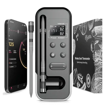 Smart Bluetooth BBQ Thermometer Wireless Meat Probe Kitchen Cooking Thermometer for Grill…