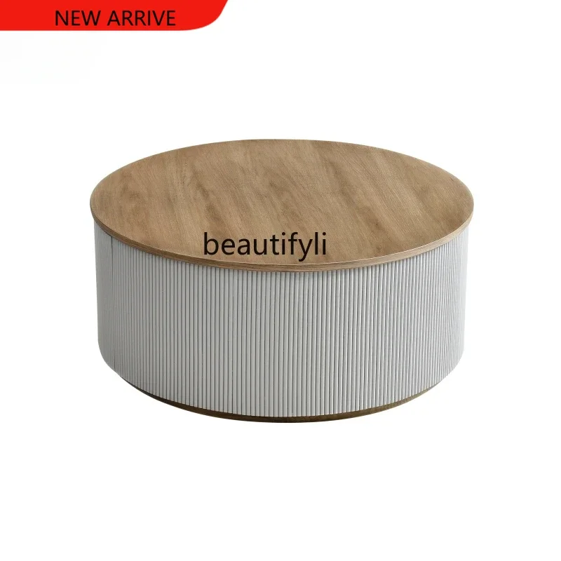 

X A15 Nordic Living Room Cement Solid Wood round Drawer Storage Large Coffee Table Simple Modern Small Apartment Household Tea T