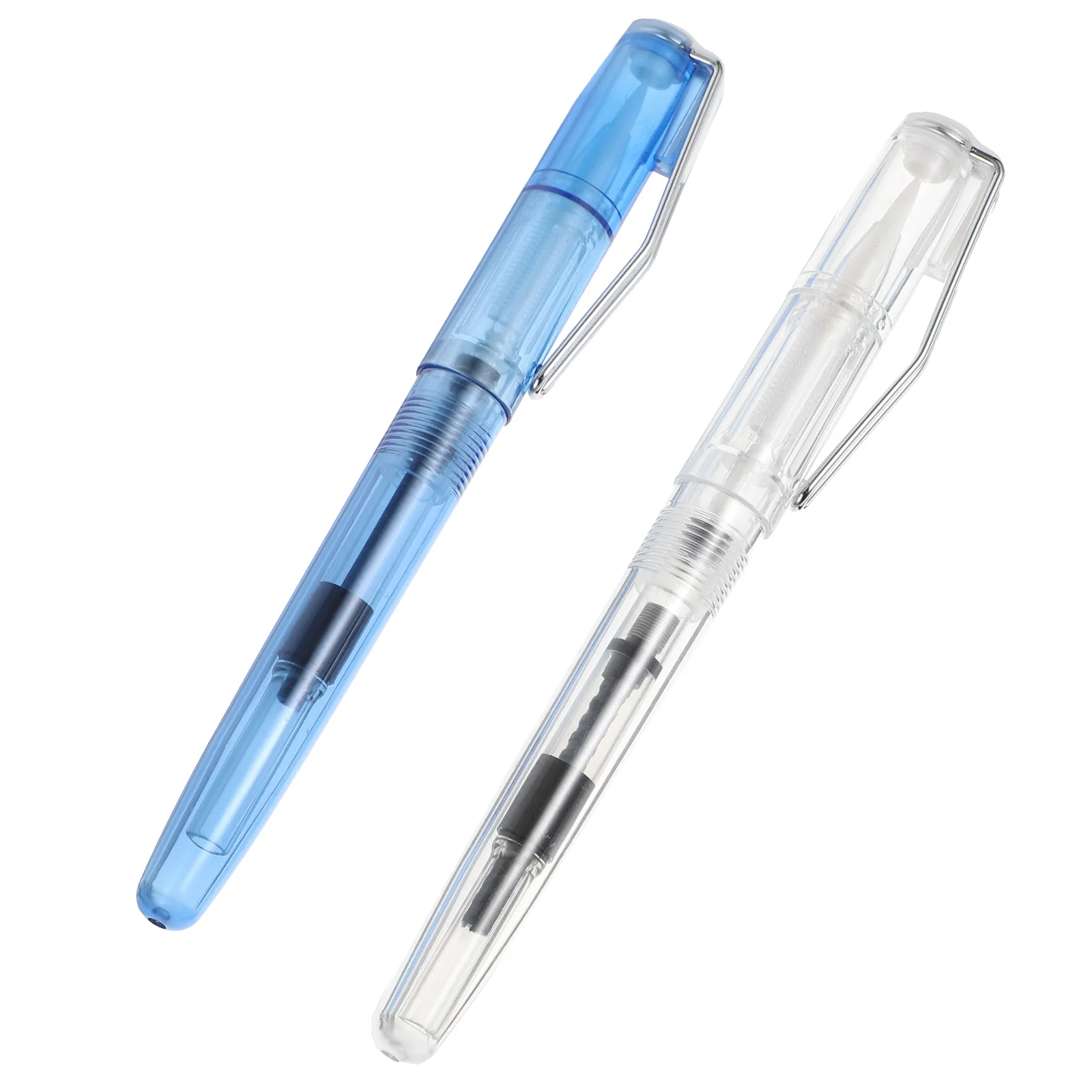 

2 Pcs Fountain Pen Brush Refillable Writing Supplies Ink Absorb Water Plastic Smooth