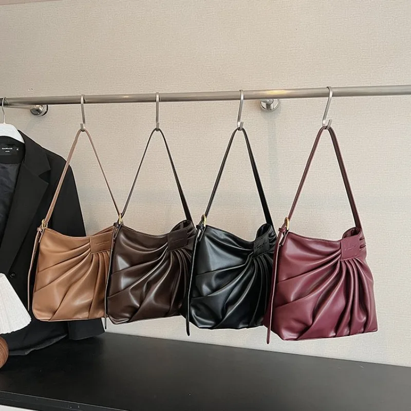New Arrival 2026 Women's Ruched Bucket Tote Bag - Trendy Casual Style Versatile Crossbody/Shoulder Bag Perfect for Daily Commute