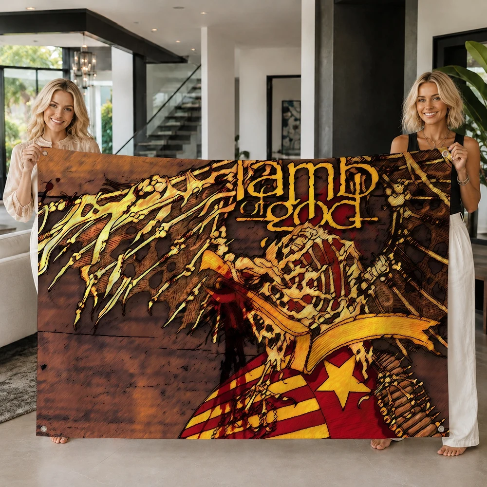 L-Lamb Of God HeavyMetal Band flag Decoration Outdoor Picnic Party Art Hanging Home Camping Party Banner